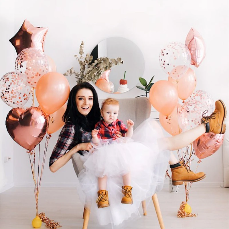 
14Pcs Multi Confetti Balloon Birthday Party Rose Gold Helium Ballons Boy Girl Baby Shower Party Supplies balloon decoration 