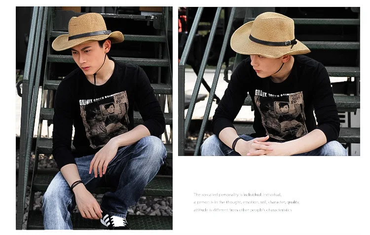 Custom Wholesale Cheap Summer Hat  Fashion Outdoor Beach Stripped Paper Straw Hat unisex Panama hats