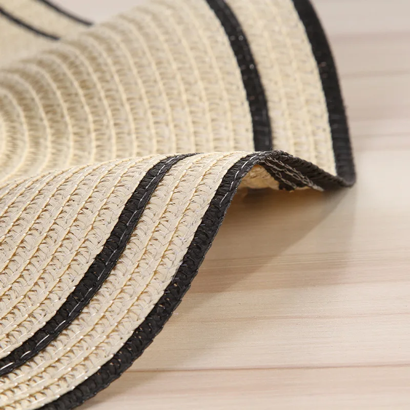 2021 summer big straw hat casual ladies wave side bow straw hat beach shade seaside vacation visor cap