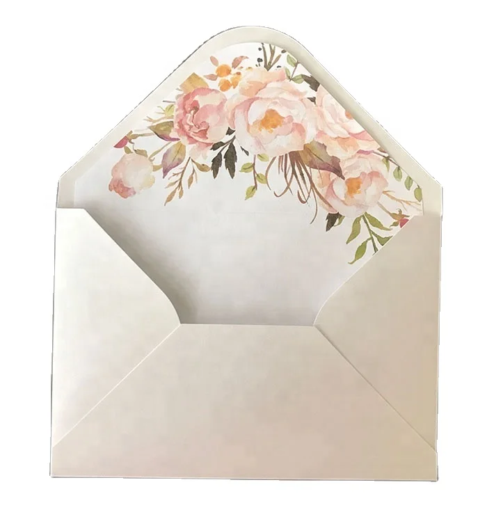 wholesale Custom  cheap Wedding invitation envelope with floral liner for wedding,party,birthday