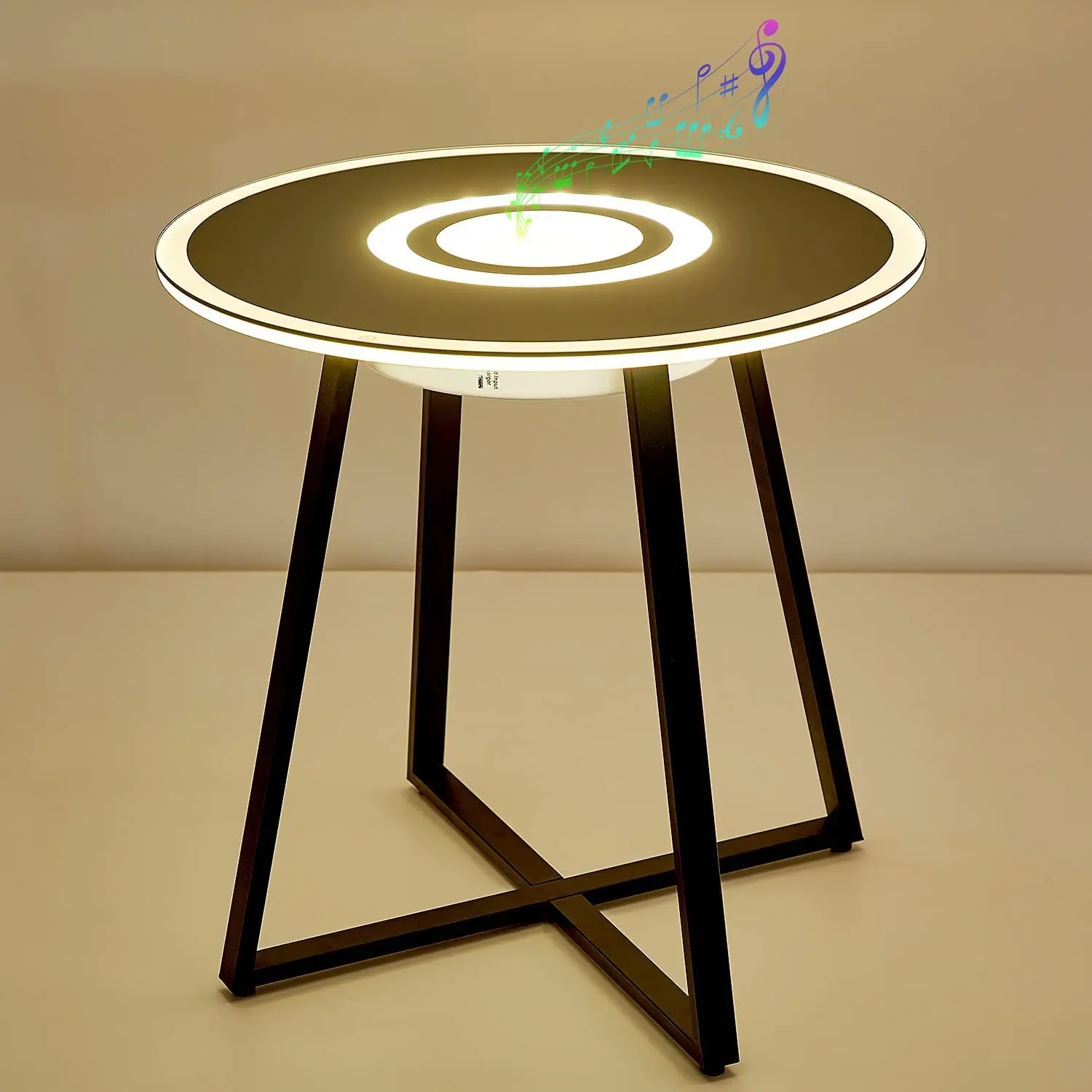 Smart Side Table Bluetooth Speaker with LED Lights and USB Charging Dock