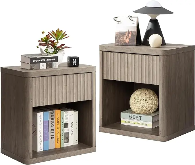 Night Stand Set of 2 Nightstands with Drawer Storage Bed Side Table End Table for Bedroom Living Room Sofa Couch Office