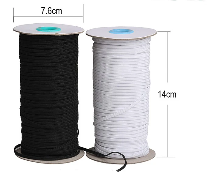 Manufacture 3/6/8/10/12/15/20/25/30/40mm White Black Spandex Polyester Flat Elastic Tape For luggage sweatpants