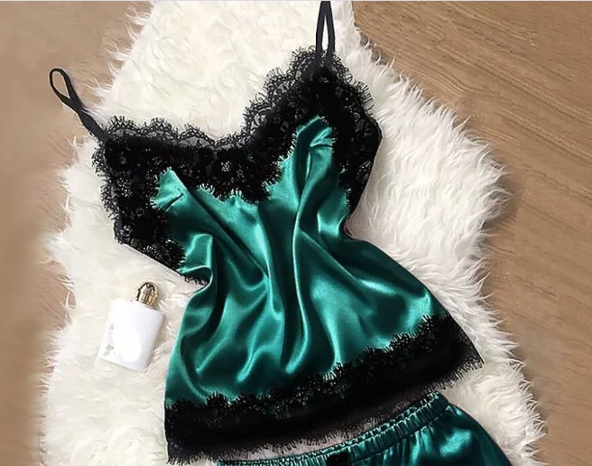 Hot style sexy lace comfort home ladies pajamas lace two-piece set from china buying agent