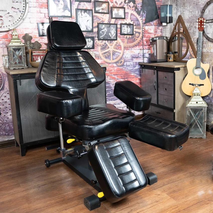 Mt Factory Custom Adjustable Black Multi-function Hydraulic Pneumatic Reclining Wholesale Tattoo Supplier Tattoo Chair