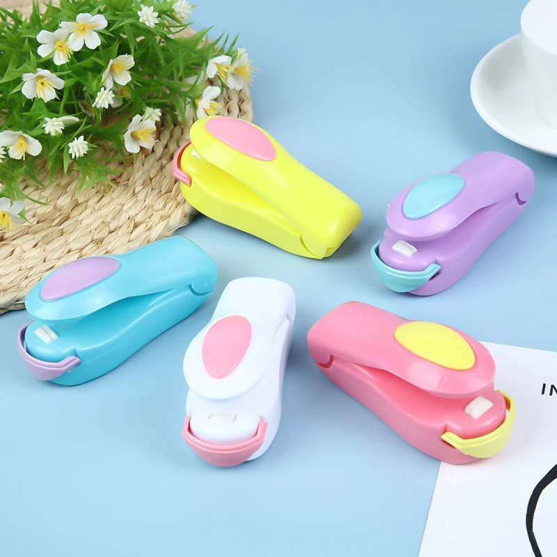V96 Mini Home Sealing Machine Small Food Bag Plastic Hand Pressing Pressure Sealer Portable Clips Handheld