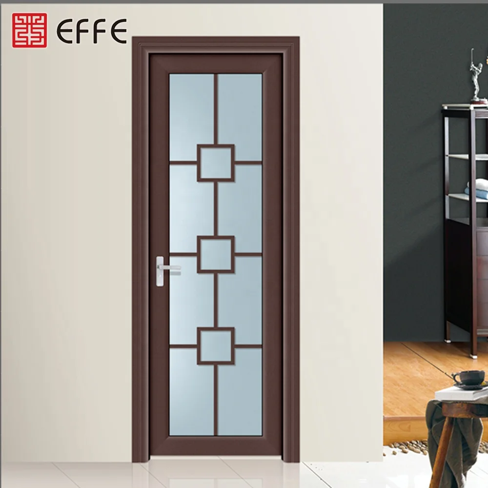 
hinges swing glass casement door powder coated aluminum frosted glass bathroom door for sale 