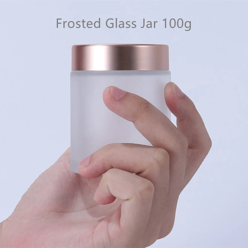 Luxury Rountable Lampite Frosted Glassdecorative Lighting Screw Lid Table Lights with White Cosmetic Glass Plastic Cosmetic Jar