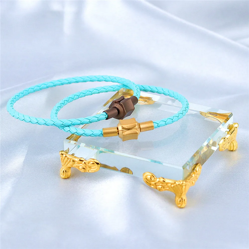 Fashion simple couple leather bio magnetic bracelet health genuine leather bracelet for men women