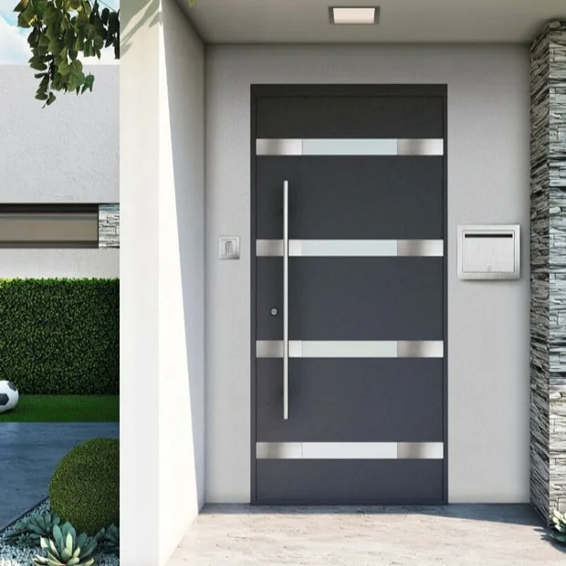 Customized Security Front Wooden Pivot Entrance Door External Modern Solid Wood Entry Door