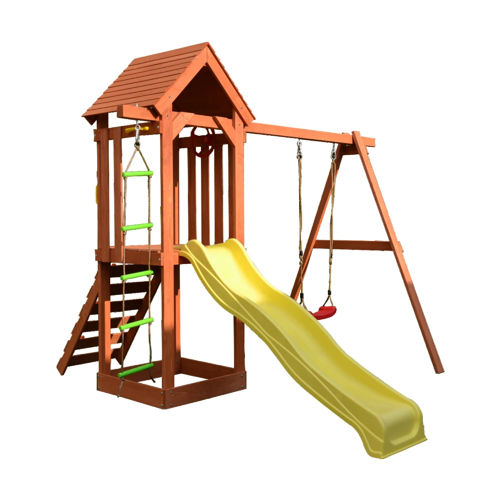 Wooden toys Playhouse  Garden Backyard Kids Outdoor Yard Fun Children Garden Wood play house with swing and ramp