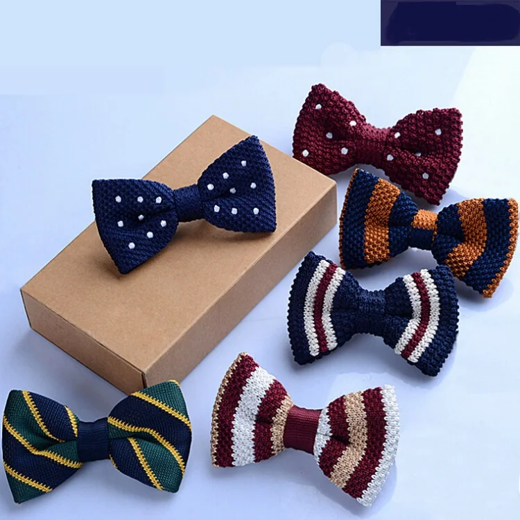 Tuxedo Knitted Bowtie Children Bow Tie Thick One Deck Pre Tied Adjustable Knitting Casual Ties