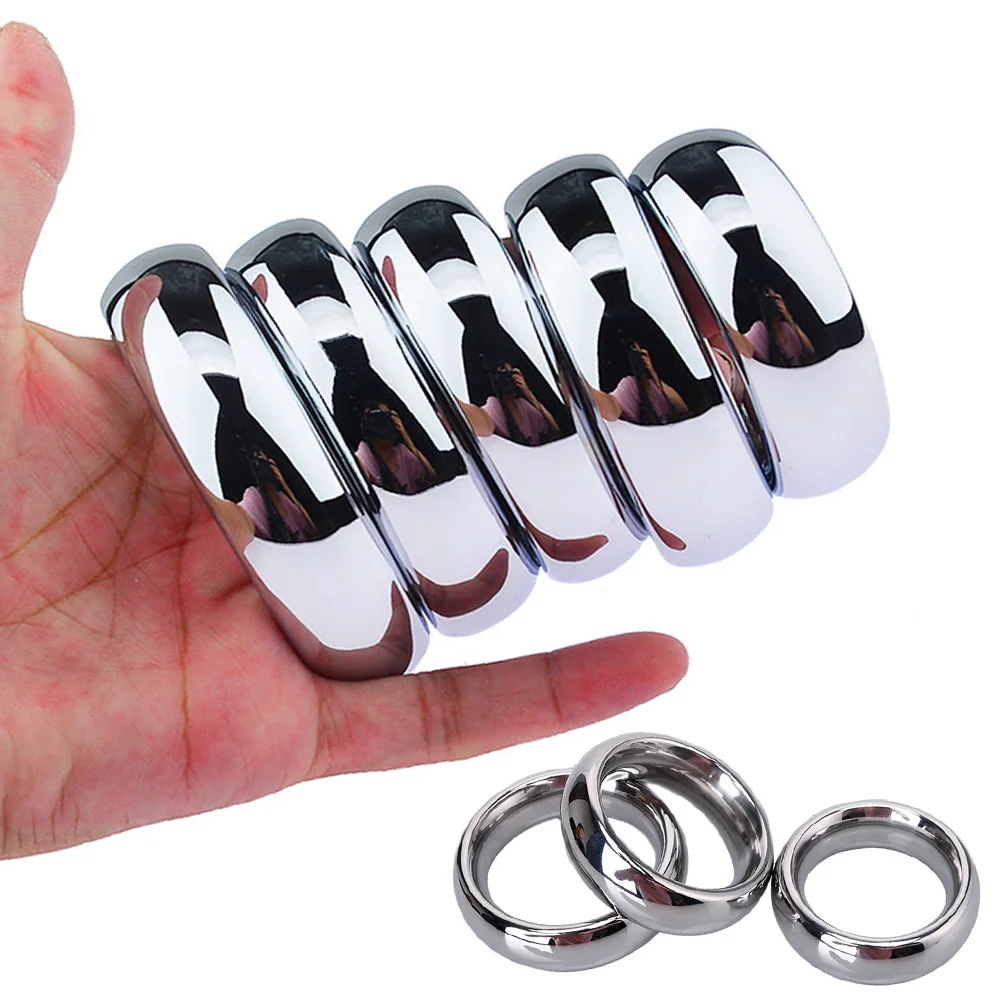 6 Size Metal Penis bondage lock Delay Ejaculation Smooth Penis Rings Weight Cock ring Sex Toys For Men