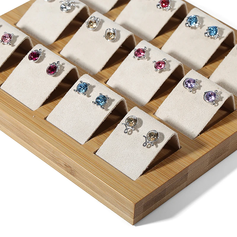 DIGU Custom Wholesale Jewelry Display Stand Leather Velvet Jewelry Storage Earrings Jewelry Display Tray