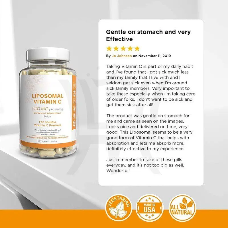 Liposomal Vitamin C Capsules High Absorption VIT C Immune System Support Ascorbic Acid Supplement customized OEM