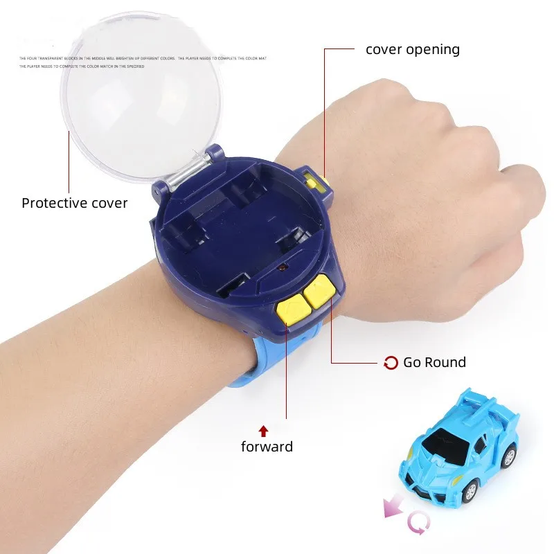 Remote Control Car Watch Mini Cute Wrist Band 2.4GHz Infrared Sensing Electric Racing Vehicle USB Charging Smart Toy Kids Gift