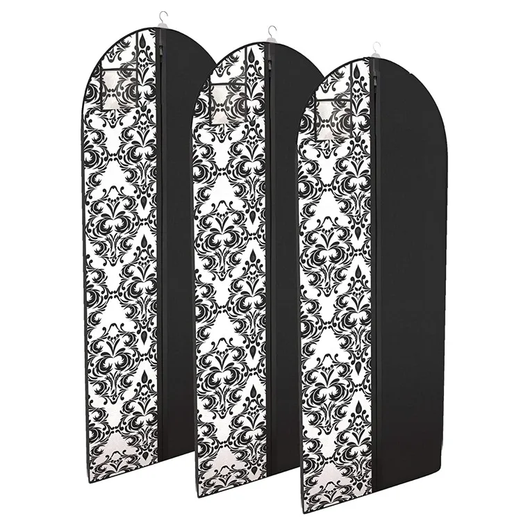 Custom Durable Clothing Protection Foldable Non Woven Suit Clothes Cover Garment Bags with Dual Zipper