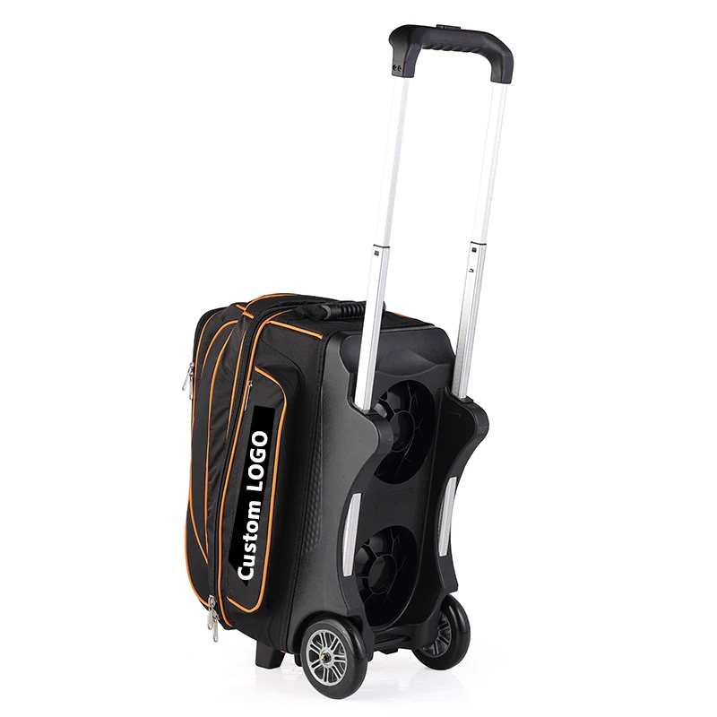 Factory direct Custom bowling bags Sports Functional 2 Ball Trolley Bowling Ball Bag with Wheels