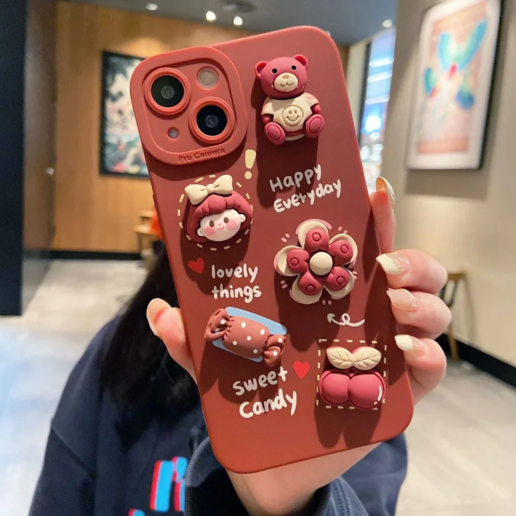 Luxury cute cartoon anime bear design 3D cell phone case cover for iphone 6 7 8 plus x xr xsmax 11 12 13 pro max