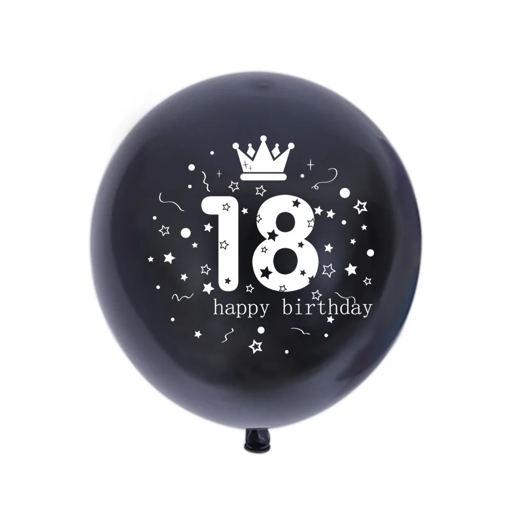 Hot Sale 18 21 30 40 50 60 Years Old Birthday Crown Latex Balloon Supplies Wholesale Happy Birthday Party Decorations