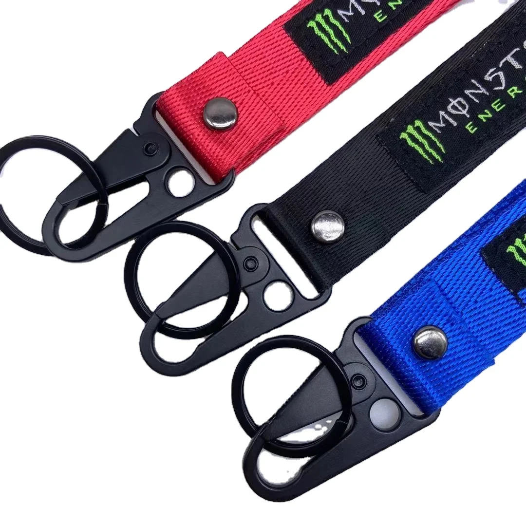 Promotional Polyester Hand Wrist Strap With Key Ring Lanyard  For Key Chain  Phone  Card Holder With Custom Own Logo Lanyard