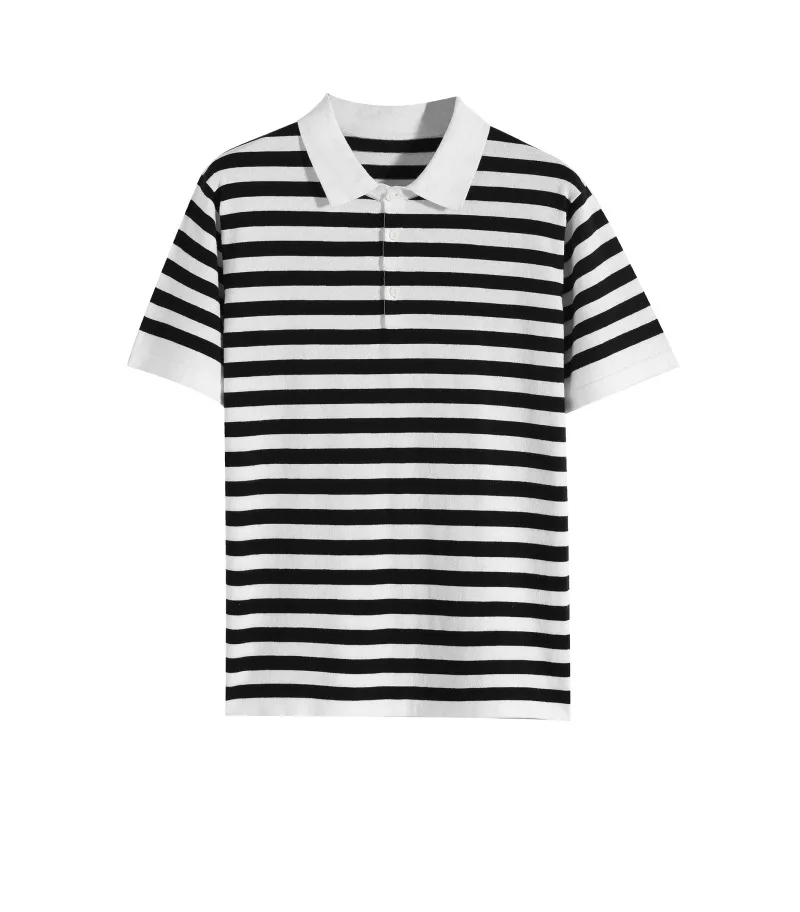 Summer Hot Selling cotton stripe jersey 250gsm Short Sleeve Polo T-shirt high quality Men Polo Shirt