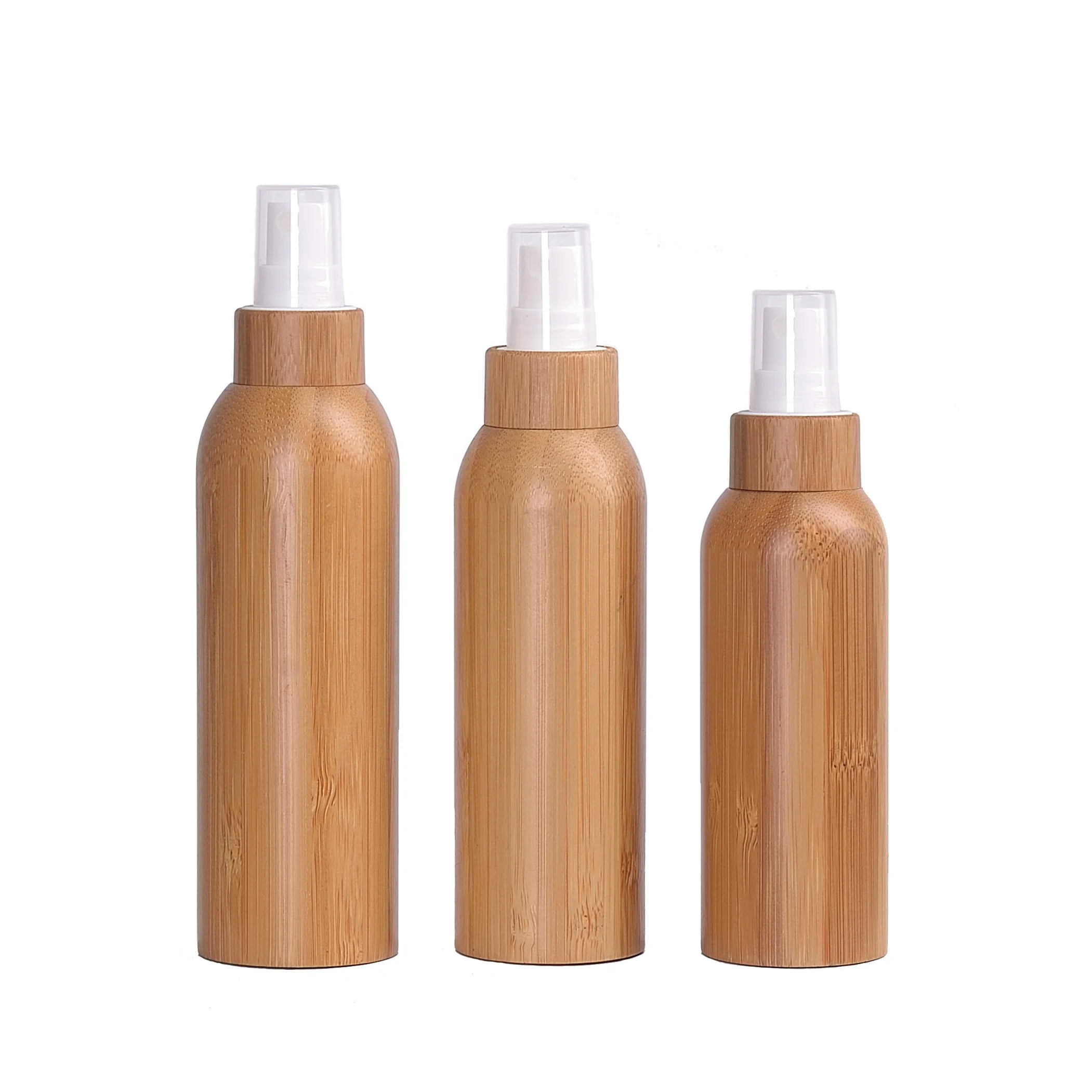 wooden packaging bamboo cosmetic bottle 100ml 120ml 150 ml bamboo bottle spray bamboo airless pump bottle