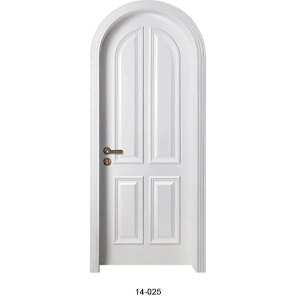 
Simple Design Pastoral Style 4 Panel Arch Top Interior Solid Wooden Doors 