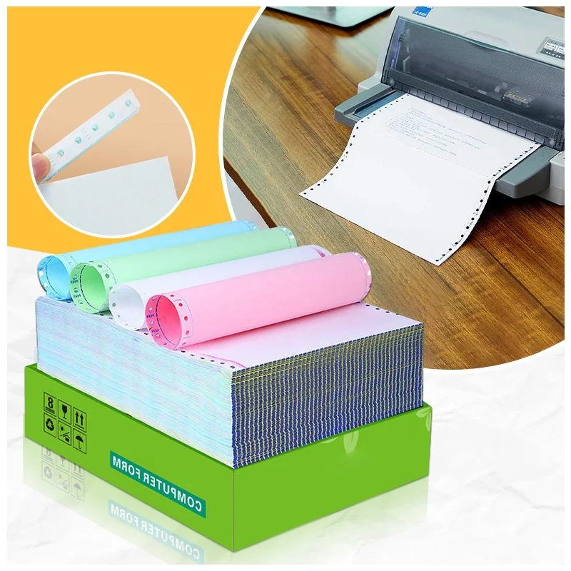 Wholesale Print Colour A4 Size 2 Ply 3 Plys Continuous Carbonless Copy Computer Papers