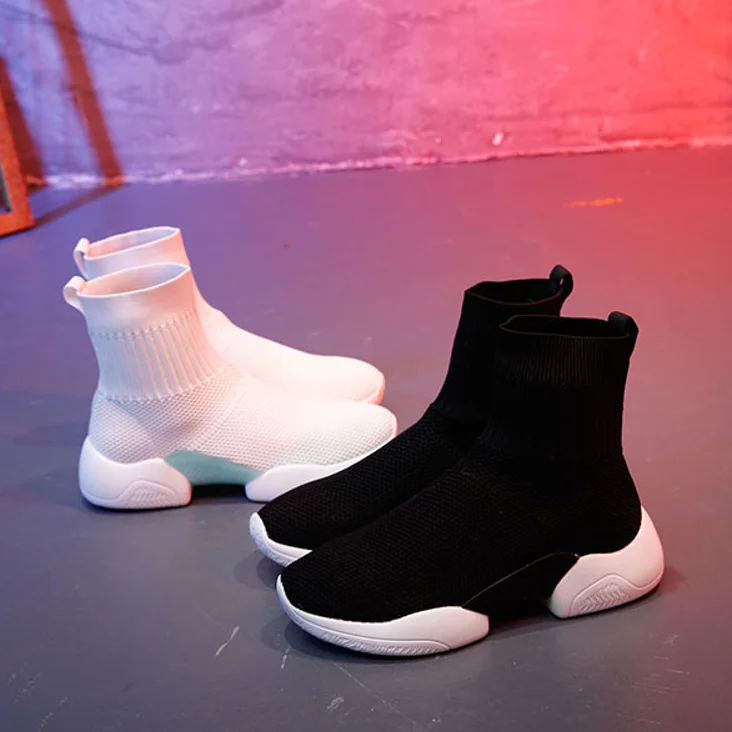 Elastic Fashion Sneakers for Women Sock-Like High Top Sneakers Leisure Sports Girls Shoes Knitted Sneakers Women