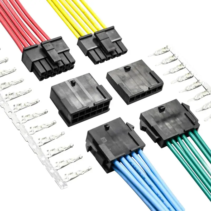 custom 2 3 4 5 6-12pin molex micro fit 3.0mm pitch electronic crimp terminal plug housing connector 20awg cable wiring harness