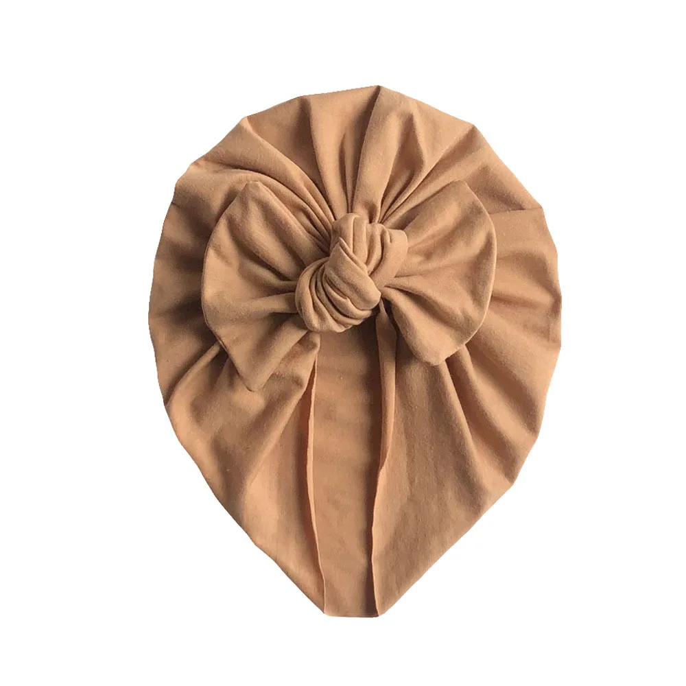 Cute Bows Baby Girls Hat Solid Cotton Hat Beanie Turban Infant Toddler Kids Hat Bonnet Newborn Photography Props