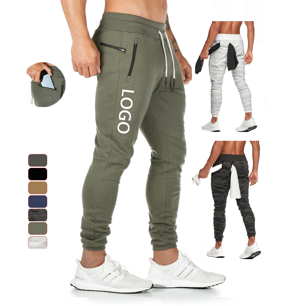 Повседневные тренировочные штаны для спортзала, Удобные зауженные мужские спортивные штаны с карманами