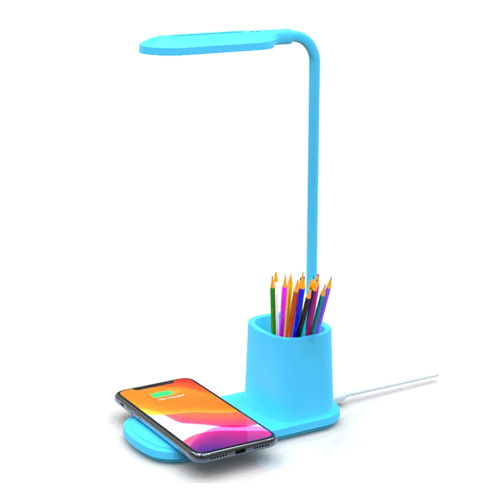 
2021 Popular Type-C Desk LED Office School Desk Lamp White Wireless Charger 