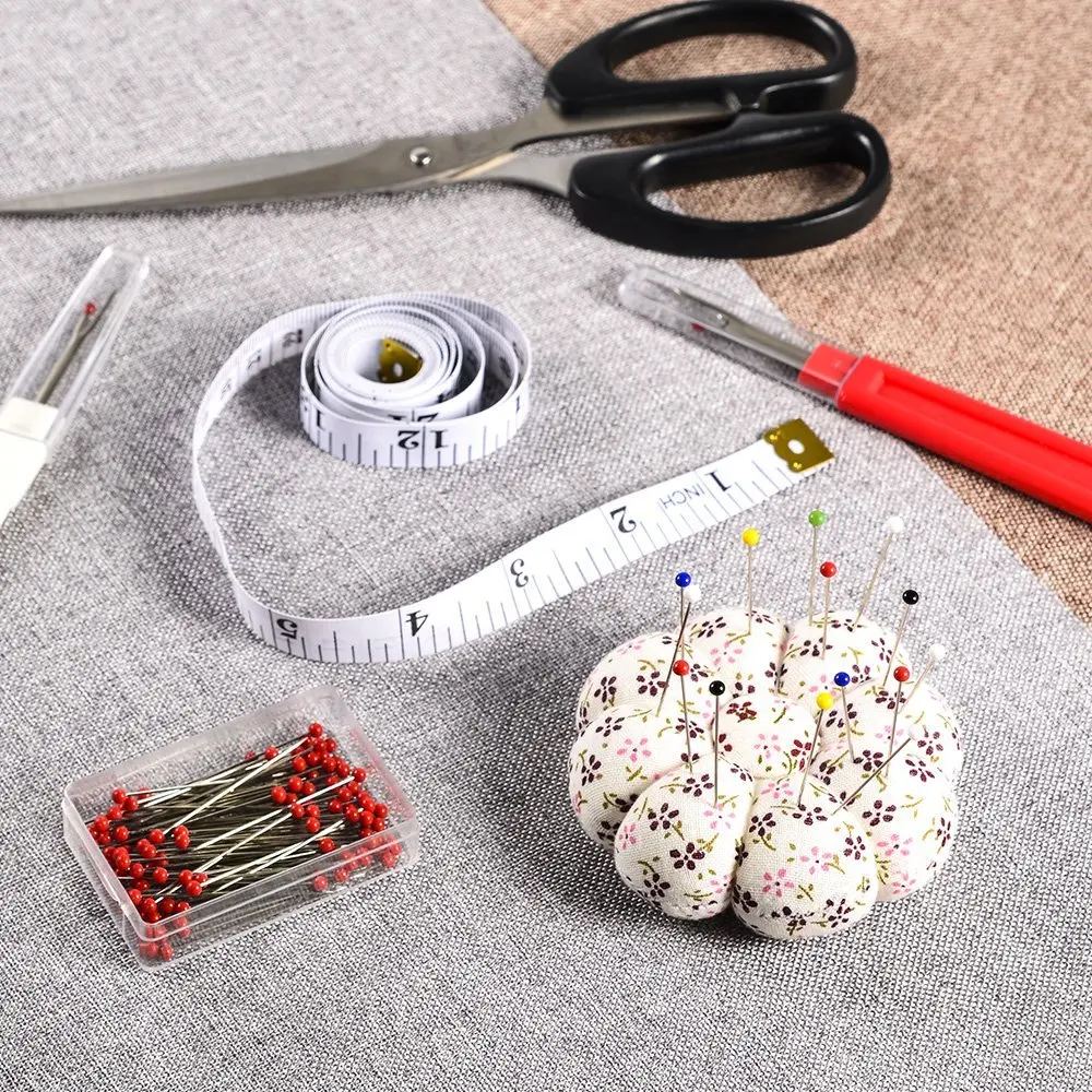 
Hot Sell 600 Pcs 38mm Assorted Color Glass Head Pins Kit with Seam Ripper Tape and Pin Cushion 