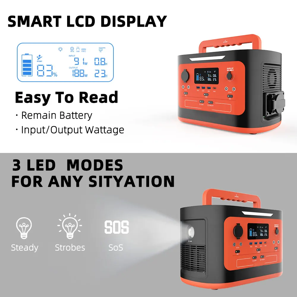 Best Outdoor Power Supply 600W Lithium Ion Energy System Charging Rechargeable Solar Generator Portable Power Station For Laptop