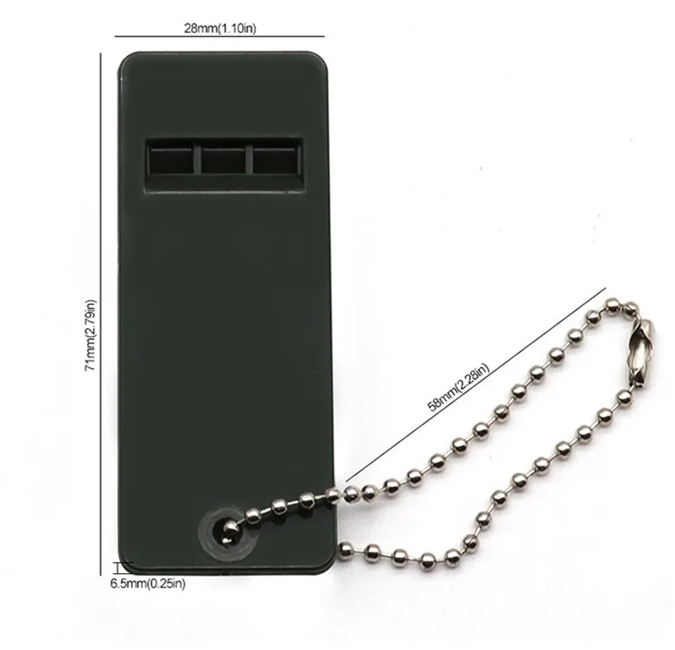 Outdoor plastic emergency three-frequency survival Flat Whistle