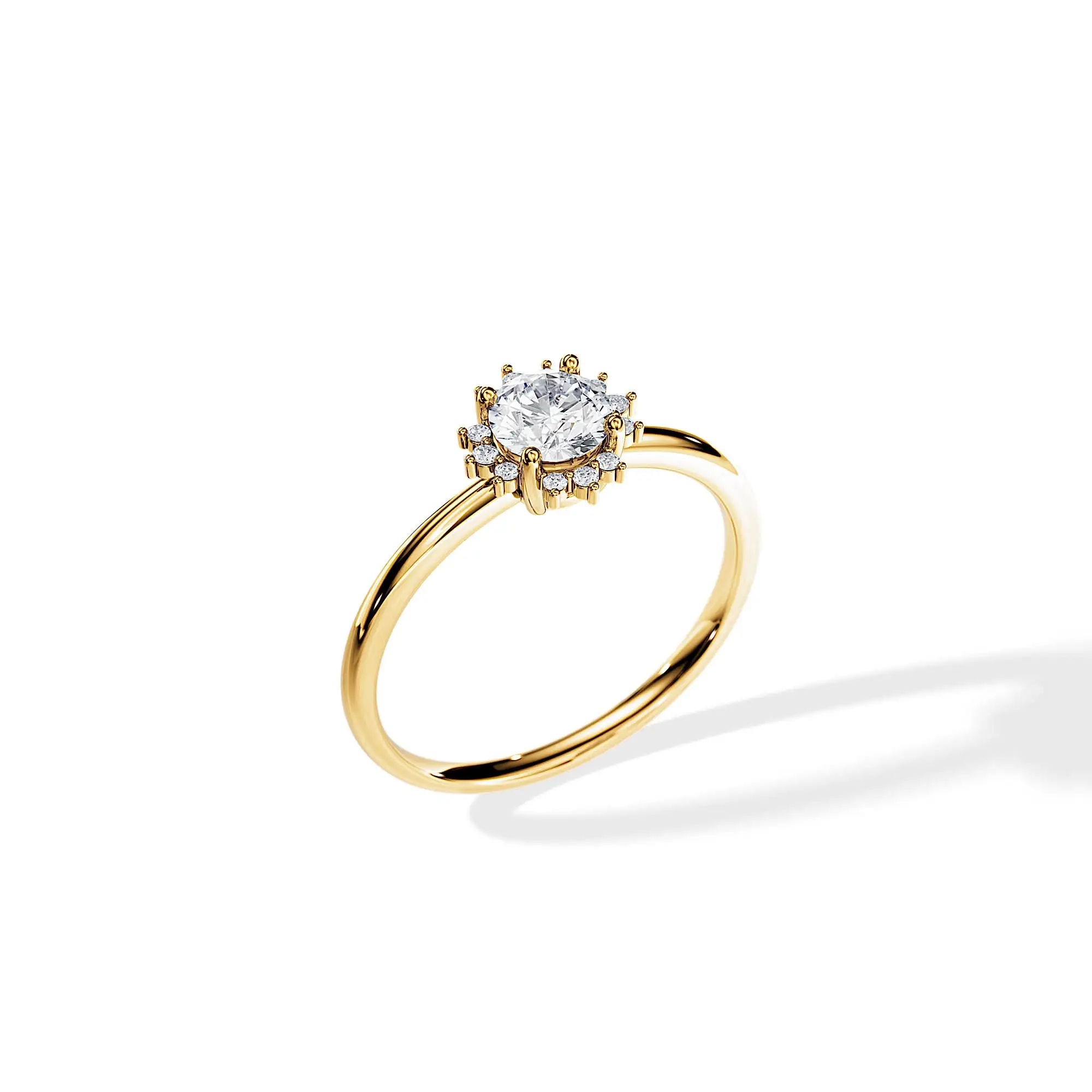 0.5 Carat Lab Grown Diamond Ring Snowflake Diamond Ring Halo Ring 14K 18K Gold Engagement Diamond