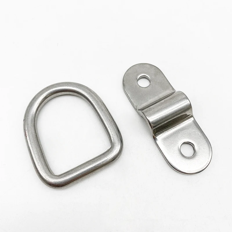 6*25mm High Quality Stainless Steel 316 Fold Pad Eye Cleat Lashing D Ring With Eye Pad Hardware Rigging