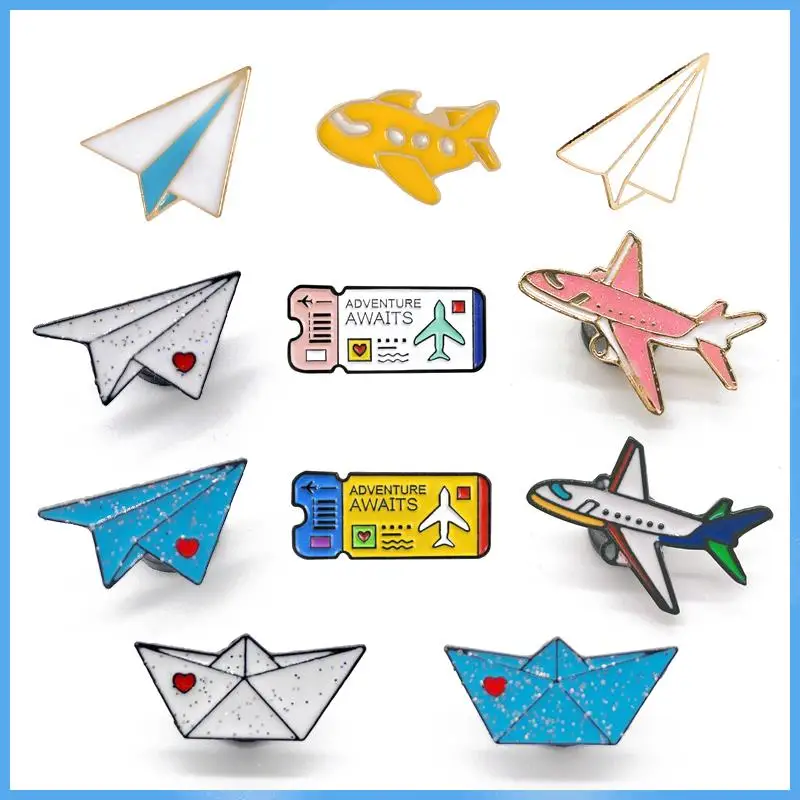 2 styles Airplane Enamel Pin  Colorful Badge Brooch Backpack Clothes Lapel Fashion  Gift for Friends