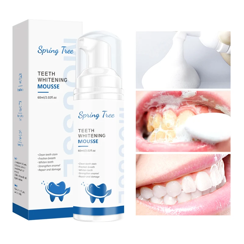 Spring tree Toothpaste Tooth Mousse Cleaning Paste White Private Logo Kit Label Cleansing Teeth Whitening Foam