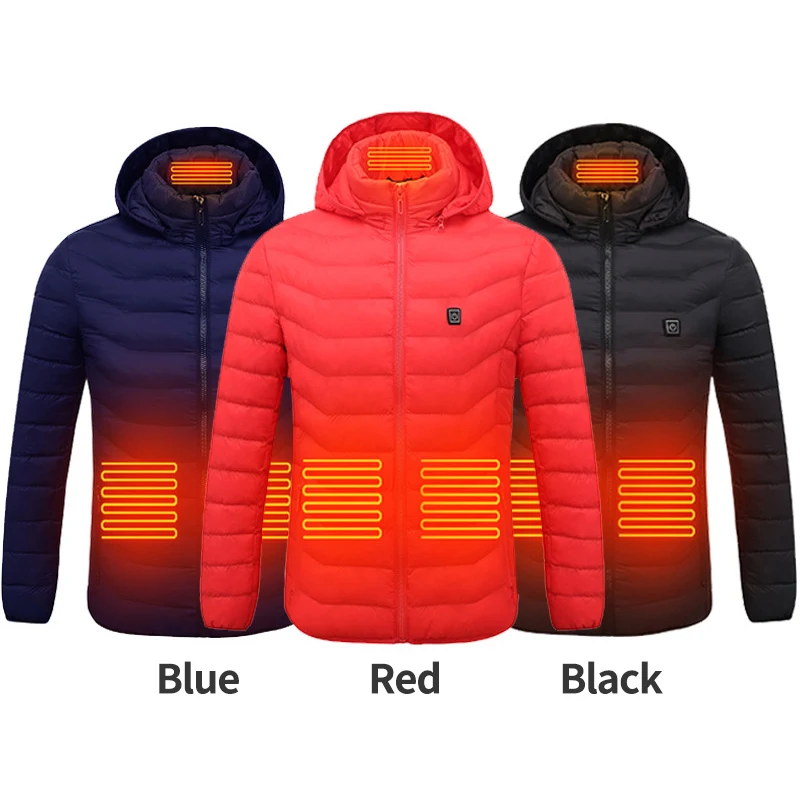 Washable 8 Zone Men Customized Black Bubble Winter Heat Battery Usb Heating Electric Heated Jacket