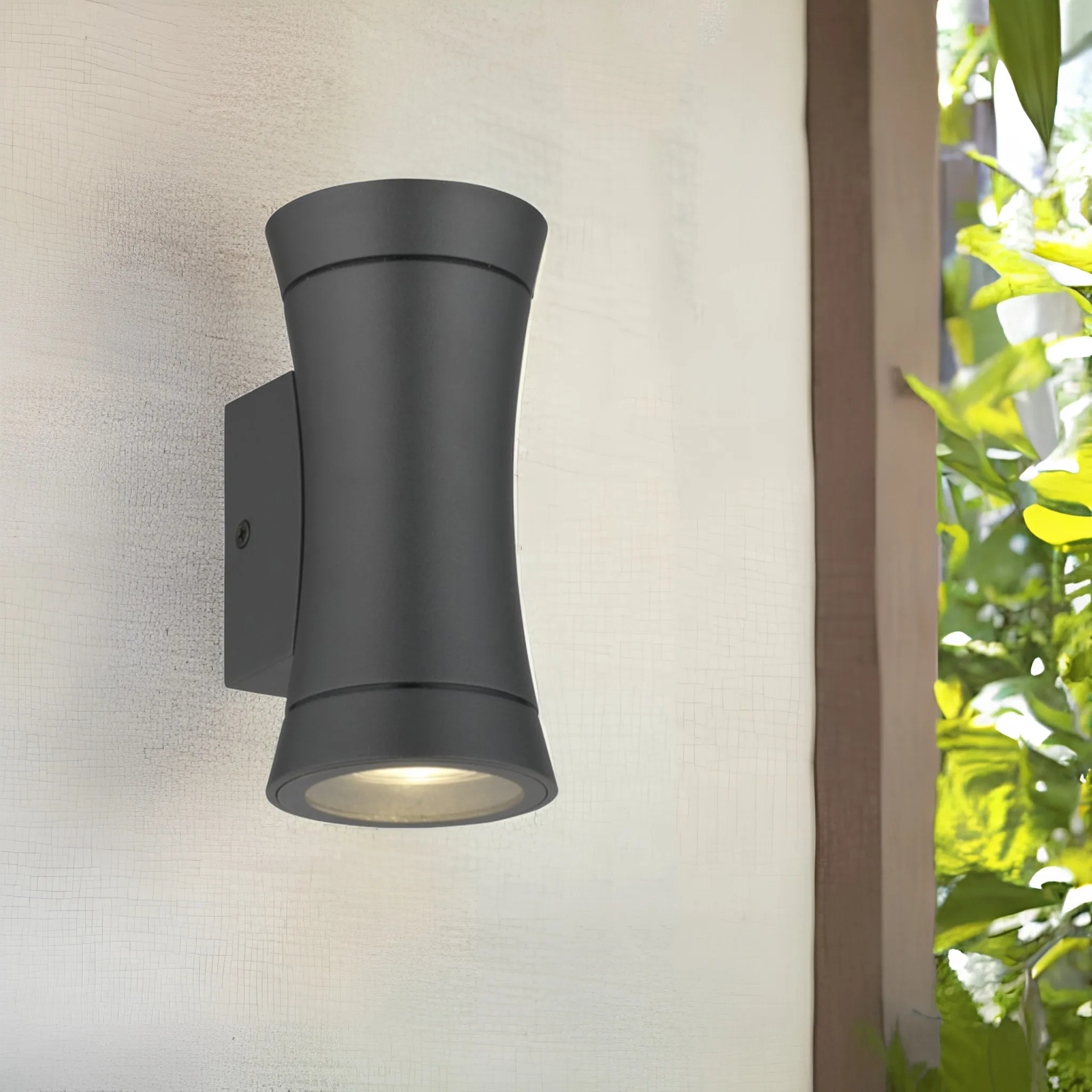 Landscape black die- cast aluminum small waist outdoor garden wall light gu10 ip44 up down