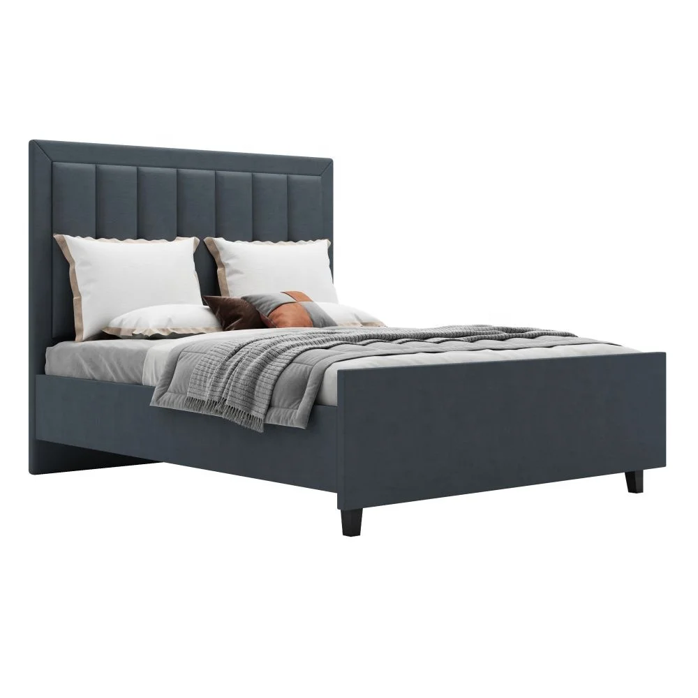 Nova Tufted Fabric Double Up-holstered Beds Twin Frame Queen Single American King Size Bed