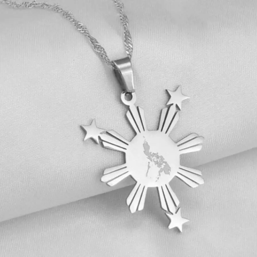 Inspire Jewelry Philippines Golden Sun Pendant With Country Map Republic of the Necklace 18K Gold Plated