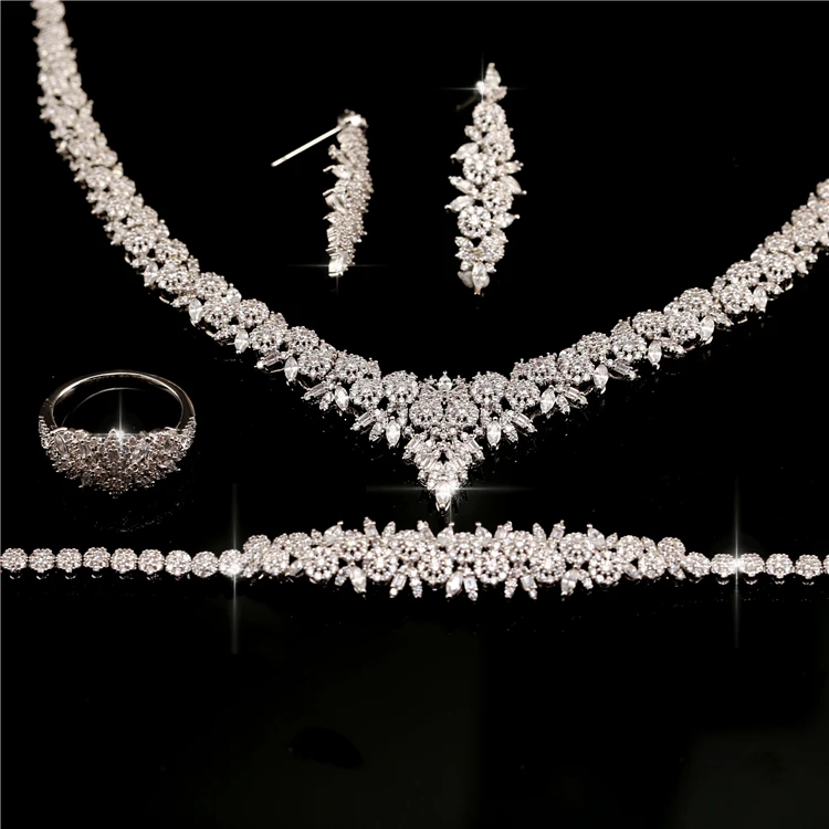  Простой дизайн 925 серебряные ювелирные изделия из кубического циркония свадебные украшения для