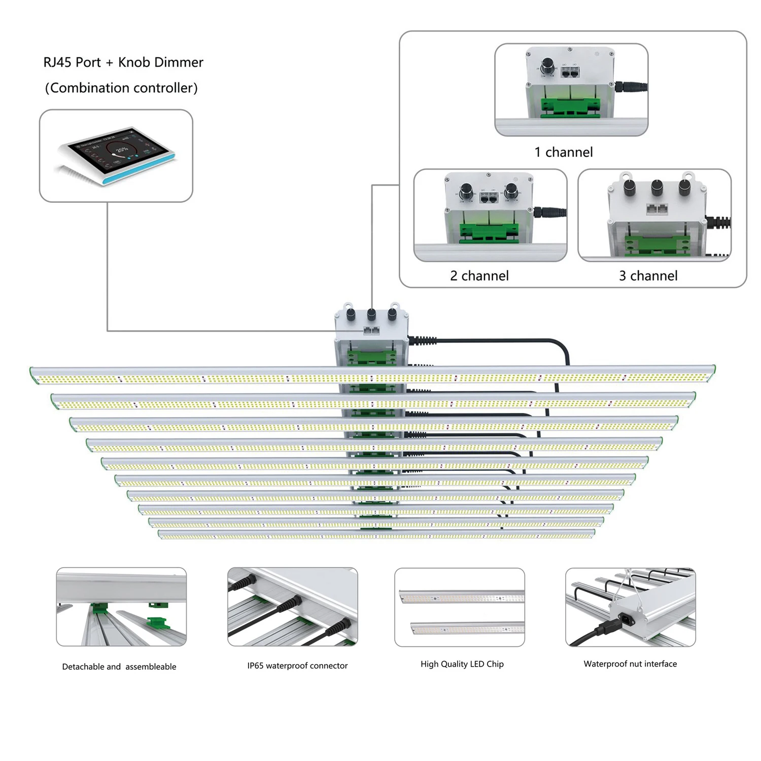 TIMES Indoor Grow 1000W 800W 600W Hydroponic Growing Systems 3 Levels Dimmable Samsung Full Spectrum UV IR Led Grow Light Bar