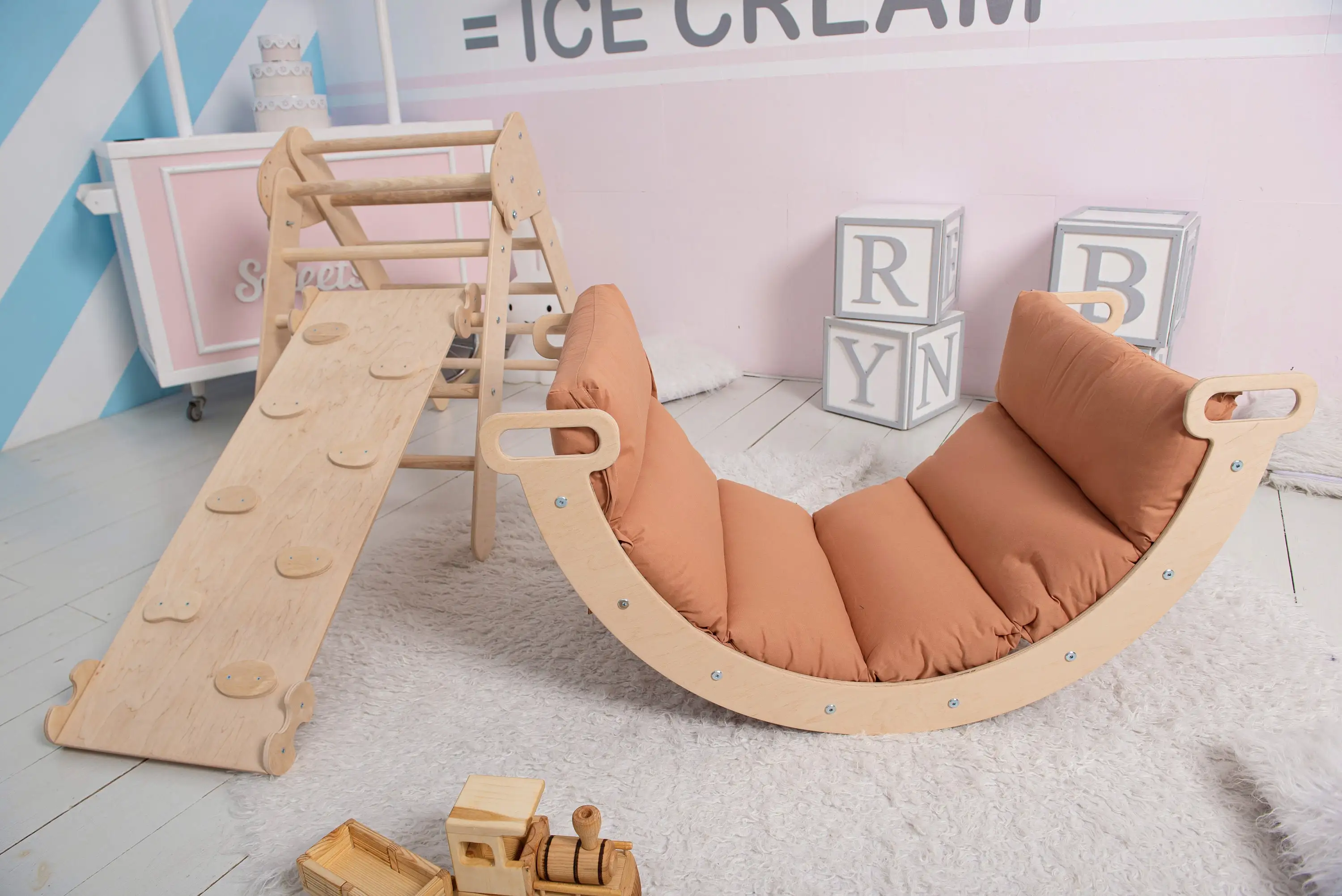 Best 5in1 Montessori Indoor Climbers Set Kletterbogen Climbing Triangle Climbing Frame Climb Arch Arch Pillow Gift Toddlers