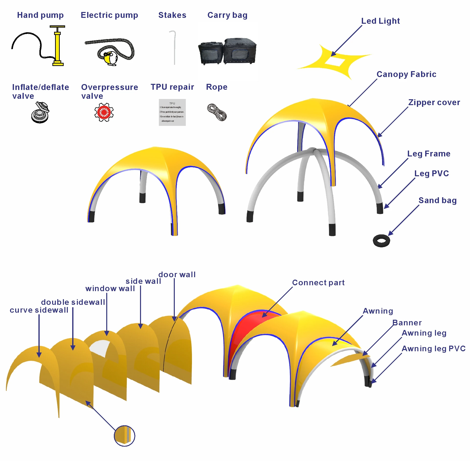 CATC PVC Advertising Inflatables Tent for Outdoor Event Commercial Sale Model Inflatable Marquee Trade Show Tenda