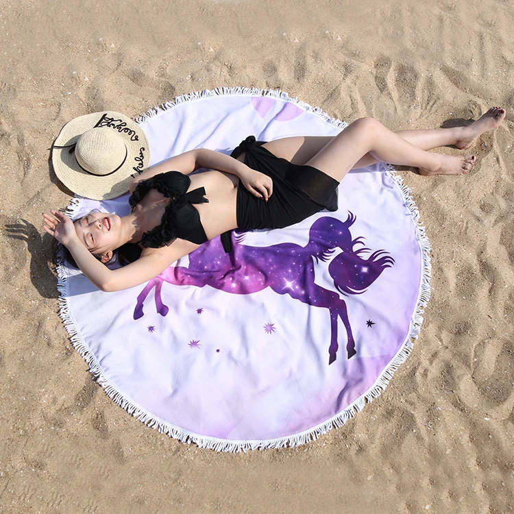 Factory Price Quick Dry Turkish  micro fiber  beach towel custom logo microfiber round beach towel